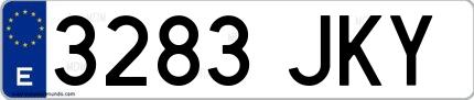 Ejemplo de matrícula española 3283 JKY
