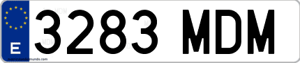 Ejemplo de matrícula de coche ordinaria 3283 MDM