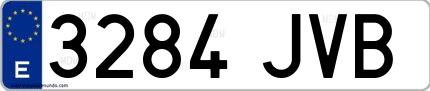 Ejemplo de matrícula española 3284 JVB