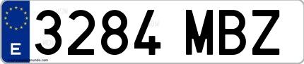 Ejemplo de matrícula de coche ordinaria 3284 MBZ