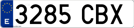 Ejemplo de matrícula de coche ordinaria 3285 CBX