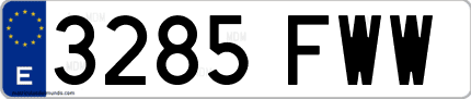 Ejemplo de matrícula de coche ordinaria 3285 FWW