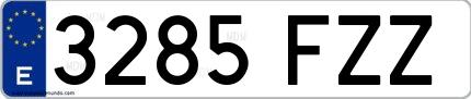 Ejemplo de matrícula española 3285 FZZ