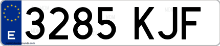 Ejemplo de matrícula de coche ordinaria 3285 KJF