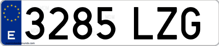 Ejemplo de matrícula de coche ordinaria 3285 LZG