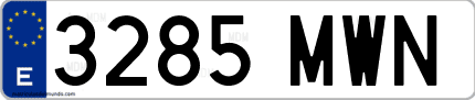 Ejemplo de matrícula de coche ordinaria 3285 MWN