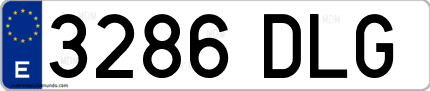 Ejemplo de matrícula de coche ordinaria 3286 DLG