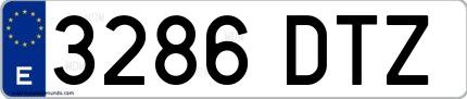 Ejemplo de matrícula española 3286 DTZ
