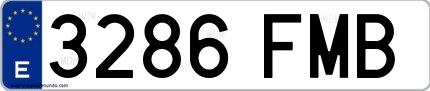 Ejemplo de matrícula española 3286 FMB