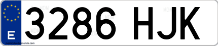Ejemplo de matrícula de coche ordinaria 3286 HJK