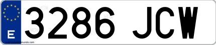 Ejemplo de matrícula española 3286 JCW