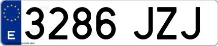 Ejemplo de matrícula española 3286 JZJ