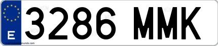 Ejemplo de matrícula española 3286 MMK