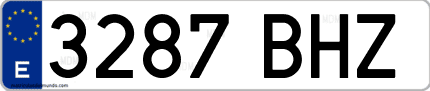 Ejemplo de matrícula de coche ordinaria 3287 BHZ