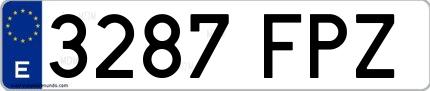 Ejemplo de matrícula española 3287 FPZ