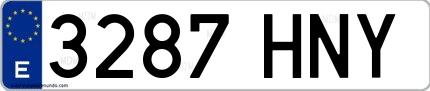 Ejemplo de matrícula española 3287 HNY