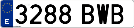 Ejemplo de matrícula de coche ordinaria 3288 BWB