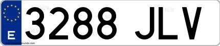 Ejemplo de matrícula española 3288 JLV