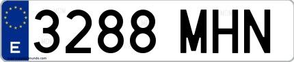 Ejemplo de matrícula española 3288 MHN