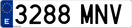 Ejemplo de matrícula de coche ordinaria 3288 MNV