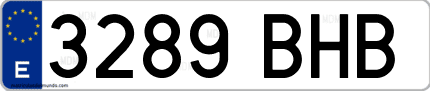 Ejemplo de matrícula de coche ordinaria 3289 BHB