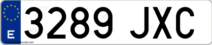 Ejemplo de matrícula de coche ordinaria 3289 JXC