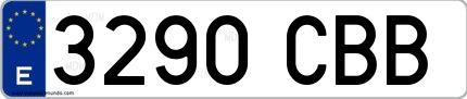 Ejemplo de matrícula española 3290 CBB