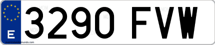 Ejemplo de matrícula de coche ordinaria 3290 FVW