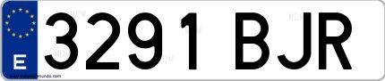 Ejemplo de matrícula española 3291 BJR