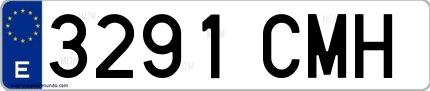 Ejemplo de matrícula española 3291 CMH