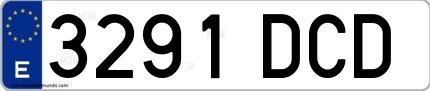 Ejemplo de matrícula española 3291 DCD