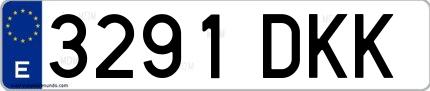 Ejemplo de matrícula española 3291 DKK