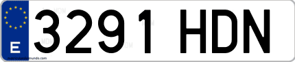 Ejemplo de matrícula de coche ordinaria 3291 HDN