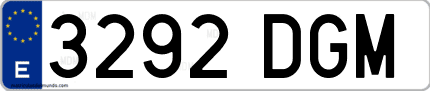 Ejemplo de matrícula de coche ordinaria 3292 DGM