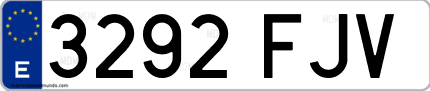 Ejemplo de matrícula de coche ordinaria 3292 FJV