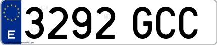 Ejemplo de matrícula española 3292 GCC