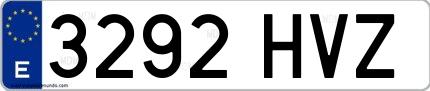 Ejemplo de matrícula española 3292 HVZ