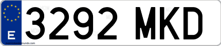 Ejemplo de matrícula de coche ordinaria 3292 MKD