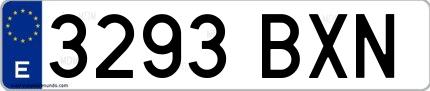 Ejemplo de matrícula española 3293 BXN