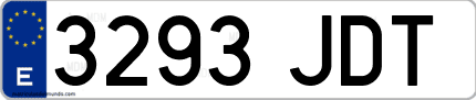 Ejemplo de matrícula de coche ordinaria 3293 JDT