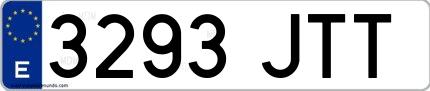 Ejemplo de matrícula española 3293 JTT