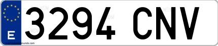 Ejemplo de matrícula española 3294 CNV