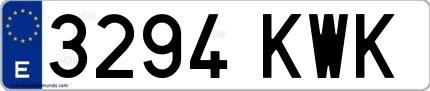 Ejemplo de matrícula española 3294 KWK