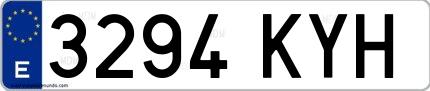 Ejemplo de matrícula española 3294 KYH