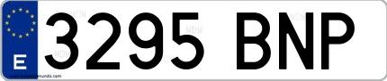 Ejemplo de matrícula española 3295 BNP