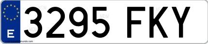 Ejemplo de matrícula española 3295 FKY