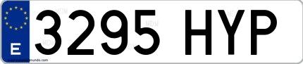Ejemplo de matrícula española 3295 HYP