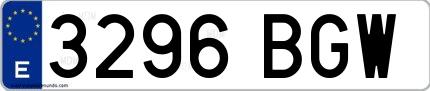 Ejemplo de matrícula española 3296 BGW