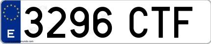 Ejemplo de matrícula española 3296 CTF