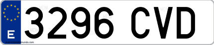 Ejemplo de matrícula de coche ordinaria 3296 CVD